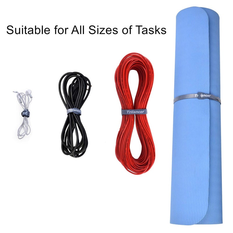 Trilancer Reusable Cable Straps Wire Ties, Pack of 50 Adjustable Cord Fastener Cable Organizer, 8 Inches (Black) - Image 2